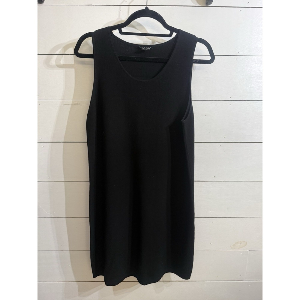 Theory Dress Large Womens Black Mini Sweater Tank Sleeveless Cut Out Fitted